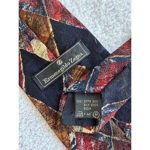 Ermenegildo Zegna Harry Rosen	Vintage Abstract Diamond Geometric Print Silk Tie